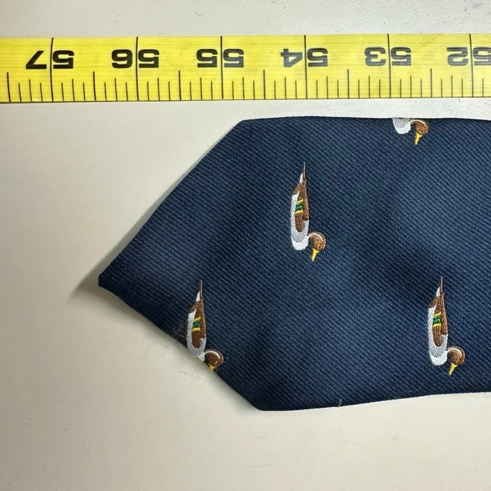 Pintail Mens Navy Blue Silk Blend Mallard Duck Embroidered Necktie 57 Inch